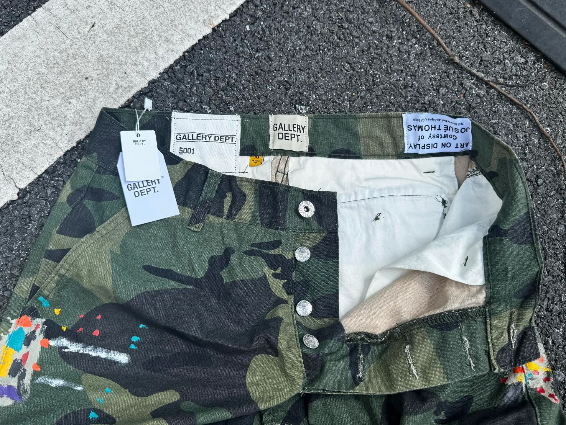 P250💰GA1 top version GALLERY DEPT. Camouflage splicing jeans micro-flared overalls Size: 28 30 32 34 36 (corresponding to S M L XL XXL)